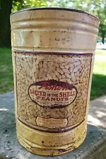 RARE Vintage Fishers 50lb GIANT Salted In Shell Peanuts Barrel 1940s MCM picture