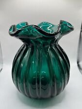 Vintage turquoise Hand Blown glass vase picture