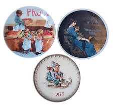 Vintage 1970s 80s Hand Painted Decorative Collectible Plates Norman Rockwell Etc picture