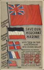 SAVE MERCHANT MARINE Poster Art Shipping California Constitution 1914 Voting picture