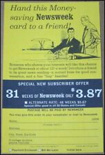 1968 Newsweek Magazine Promo Advertisement Card Vintage Ad picture