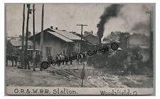 OR&W Railroad Train Station Depot WOODSFIELD OH Ohio 1909 Vintage Postcard picture