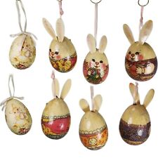 Lot of VTG CUTE Faces Easter Egg Paper Mache Decoupage Bunny Hanging Ornaments  picture