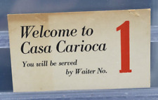 VINTAGE CASA CARIOCA Waiter Card - Germany - 1950's - EXTREMELY RARE ITEM picture