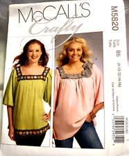 McCalls 5820 Size 8-16 Sewing Pattern UNCUT Pullover Tops Peasant Craft Trims picture
