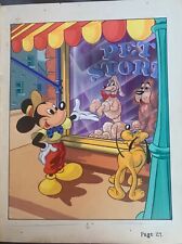 RARE DISNEY STUDIOS 1953 HAND PAINTED STORY BOOK ART LARGE MICKEY MOUSE PLUTO  picture