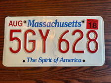 2018 Massachusetts License Plate 5GY 628 Spirit of America MA USA August Metal picture
