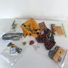 Vtg BSA Mixed Lot Belt Scarves Slides Pins Awards Patches Beads Boy Scouts picture