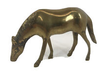 Vintage 5-1/4” Brass Metal Horse Grazing Figure Figurine picture
