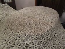 antique/vintage ivory hand crochet lace tablecloth 120 x 103 lg & long. picture