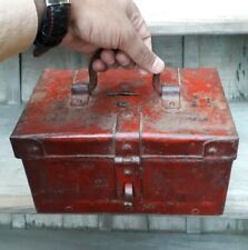 Vintage Solid Iron Red Color Coin BOX MULTI Purpose Coin Box COLLECTIBLE Tin Box picture