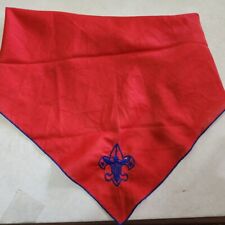Rare Boy Scout Red Embroidered Neckerchief with Blue Stitching BS Logo 1960's picture