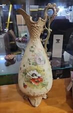 1908 Antique Austrian Hand Painted Handled Pouring Vase Royal Litchenstein #6590 picture