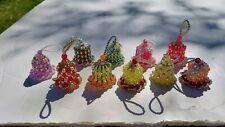 Vintage Handmade Handcrafted Beaded Bell Christmas Ornaments Lot of 10 #2 (T15) picture