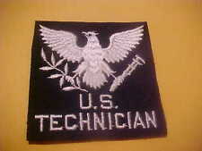 CERTIFIED W.W.2  U.S.  TECHNICIAN PATCH ORIGINAL BLACK FELT 3 3/4 X 3 3/4 INCH picture