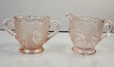 Vintage Westmoreland Pink Depression Glass Sugar Bowl & Creamer  Stippled  Grape picture