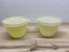 Vtg Tupperware Yellow Round Bawls # 148 Set Of 2 With Clear Lids picture
