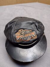 Vintage Harley Davidson Motorcycles Genuine Leather Hat USA Made Captains  picture