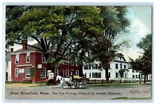 1908 West Brookfield MA, First Printing Office Of Webster Dictionary Postcard picture