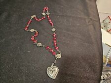 Vintage Chaplet Of The Most Precious Blood 7 Mysteries Rosary Red Lucite Hearts picture