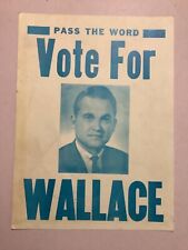 1960’s George Wallace for President Campaign Poster  - Alabama governor picture