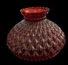 Antique Vintage Fenton Ruby Red Glass Quilted Diamond Lamp Shade picture