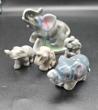 Vintage Porcelain Ceramic Small Elephant Figurines Trunk Up Japan Mixed Lot (5) picture