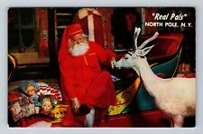 North Pole NY-New York, Santa and Blitzen at Night, Antique Vintage Postcard picture
