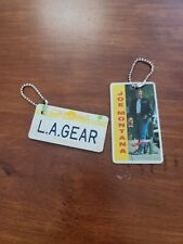 Vintage 1980's LA GEAR Shoes Keychains Joe Montana & Classic License Plate Tag picture