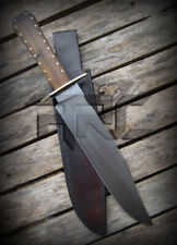 15'' CUSTOM HANDMADE D2 SAN MAI BLACK HUNTING BOWIE KNIFE WITH LEATHER SHEATH picture