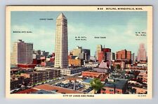 Minneapolis MN-Minnesota, Minneapolis Skyline, Antique Vintage Souvenir Postcard picture