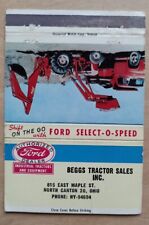 Ford North Canton Ohio OH Matchbook Cover Select-o-speed Beggs Tractor Sales Inc picture