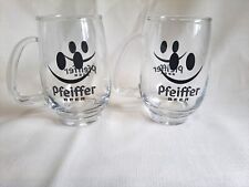 Pair of Vintage Pfeiffer Beer Glasses Smiley Face Cool Handle Unique picture