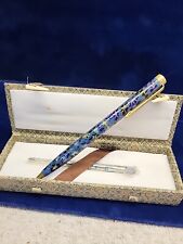 Vintage Chinese Cloisonne Enameled Ball Point Pen in Box - Dark Blue CIB picture