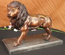 New York Library Famous Large Male Roaring Lions Leo Bronze Marble Statue DEAL picture