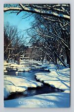 Christmas MI-Michigan, Majestic Wintertime, Vintage Postcard picture