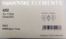 72 Pc GENUINE SWAROVSKI Crystal   6202 18 x 17,5  Heart Fuchsia Factory PK picture