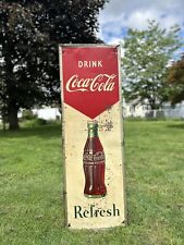 1948 Original Vintage Drink Coca Cola Metal Sign Bottle Refresh Robertson Coke picture