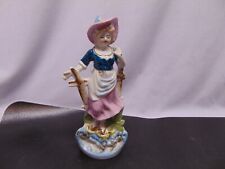 Vintage Betson Hand Painted Victorian Women in Pink on Fence 8