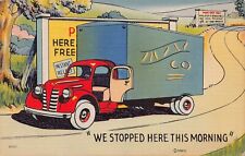 1943 Comic P Here Free Instant Relief We Stopped Here This Morning Postcard picture