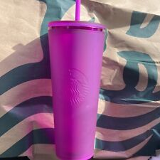 New 2022 Valentine Starbucks Soft Toutch Tumbler Purple Cold Cup Straw picture