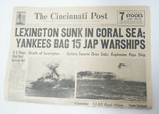 The Cincinnati Post 1942 Newspaper Lexington Sunk Yankees Japanese Warships picture