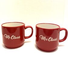 Lot Of 2 Mugs Mr Claus And Mrs Claus Christmas Holiday Coffee Tea Red Cups New picture