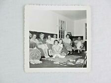 Vintage Black & White Snapshot Family Man Woman Child Sofa Chair B&W Photograph picture