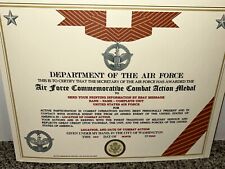 AIR FORCE COMBAT ACTION MEDAL COMMEMORATIVE CERTIFICATE ~ TYPE-2 / W/PRINTING picture