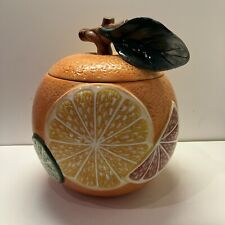 American Atelier Home Citrus Canister Cookie Jar Detailed & Unique W/Sealed Lid picture