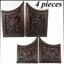 Set 4pc Antique Carved Wood Cabinet Panels, Neo-Renaissance, Gothic Cornucopia picture
