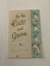 Vintage 1950's Hallmark Wedding Parchment Greeting Card Bells picture
