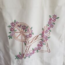 1 Pair Vintage Hand Embroidered Floral Spinning Wheel Pillowcases New Old Stock picture