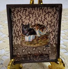 Vintage Antique Victorian Die Cut Ephemera Framed, Half Union Case, Kitty Cats picture